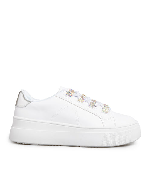Tenis Blanco Brillos Talón Plata 9131